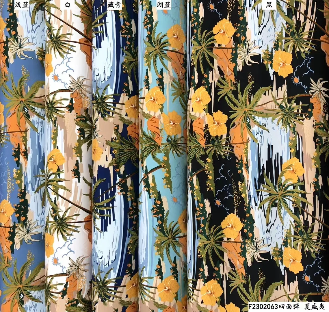 Hot Sales 100% Rayon Viscose Fabric Woven Hawaiian Tropical Design Print for Summer Shirts & Dresses for Lining & Garments - 图片 6