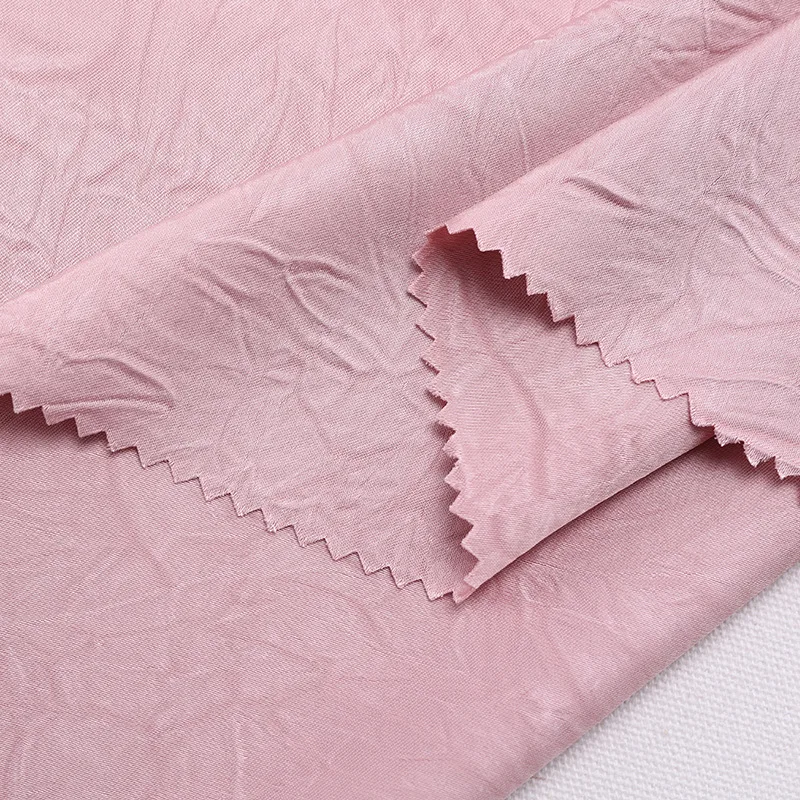 YX731 Imitation Acetate Double-Sided Mocha Mousse Color Satin Wrinkle Fabric 170gsm 100 Polyester Crepe Satin Fabric for Dress - 图片 6