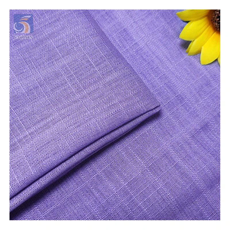 Factory Spot 180gsm 12*12 Eco-friendly 30% Linen 70% Cotton Blended Fabric Soft Woven for Shirts Dresses Garments for Boys Girls - 图片 4
