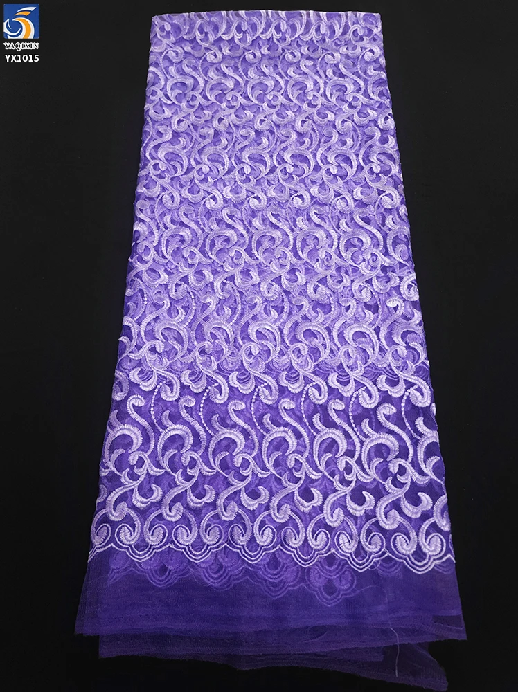 YX1015 High-End Luxury Style Embroidered Tulle Fabric Polyester Wave Design Tulle Embroidery Mesh Fabric for Party Skirts - 图片 3