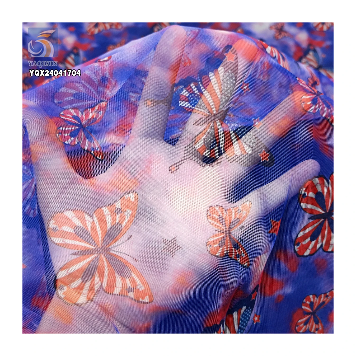 USA Popular Beautiful Butterflies Tulle Fabric for Party Custom 100%Polyester Print Fabric Soft Tulle - 图片 4