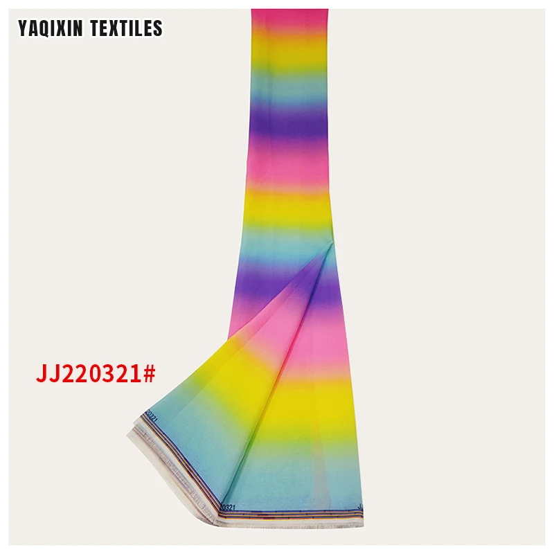 JJ220321 High Quality Purple Yellow Pink Green Chiffon Fabric Textile Scarf Dress Rainbow Poly Chiffon Fabric - 图片 2
