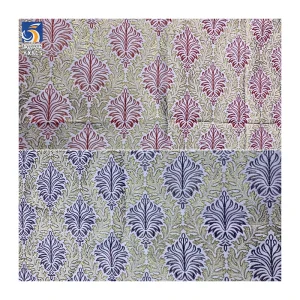 YX815 Custom Traditional Design Yarn-Dyed Gold Thread Leaves Jacquard African Nigerian Brocade Damask Fabric for Dress