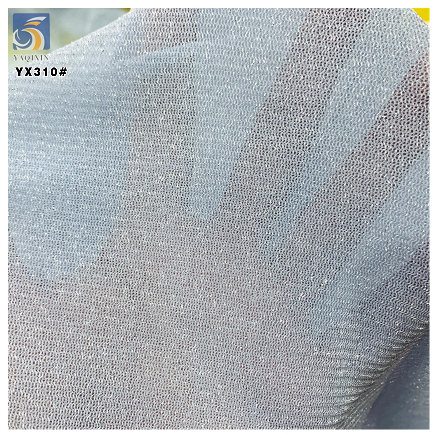 YX310 Good Quality 92 Nylon 8 Spandex Silver Thread Glitter High Elastic Knitted Mesh Fabric Soft 4 Way Stretch Mesh Fabric - 图片 6