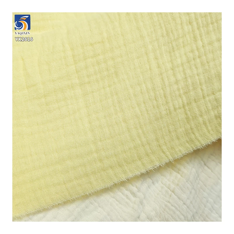 YX2616-1 Premium Quality 126gsm Double Cotton Gauze Muslin Fabric Breathable Combed 100 Cotton Wrinkle Fabric Bedding Dress