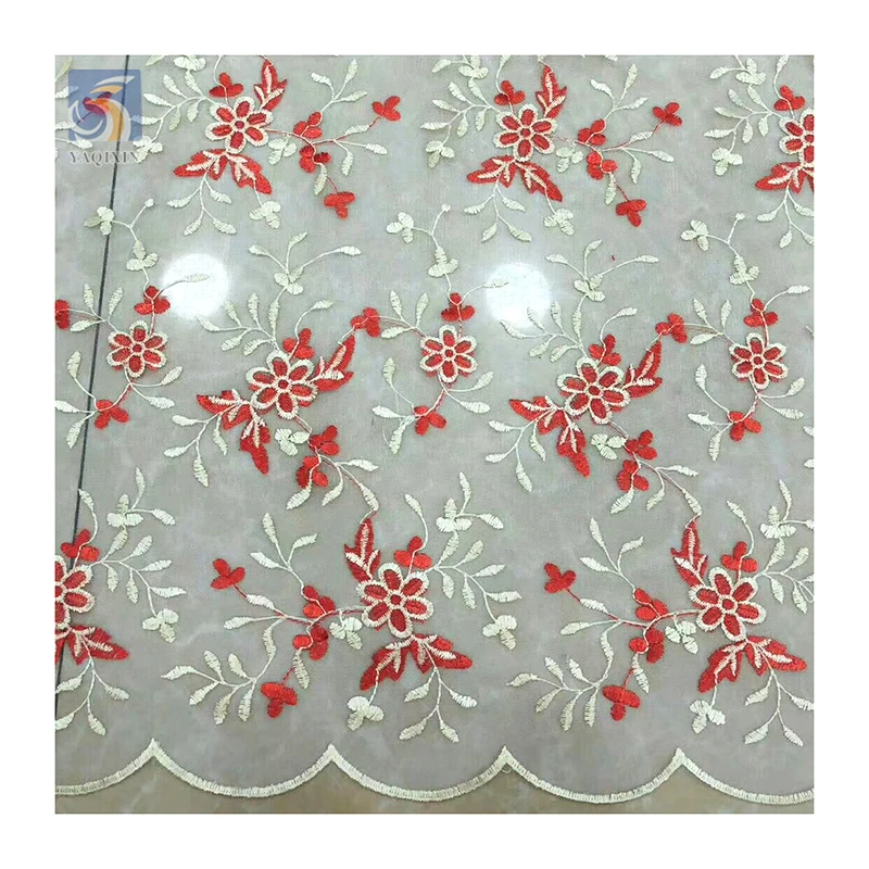 YX2707 Industry Competitive Price Tulle Polyester Embroidery Fabric Floral Lace Fabric for Woman - 图片 5