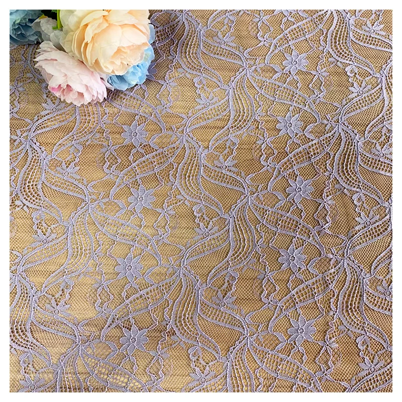 LST15 OEM Good Price Latest African Guipure Lace Fabric Floral Jacquard Cheap Chantilly Lace Fabric for Underwear - 图片 5