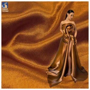 YX736 High Quality Brown 100 Polyester African Dress Fabric Liquid Acetate Satin Glossy Fabric for Clothing Woven
