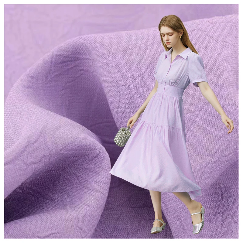 Beautiful French Dance Dress Hand-grabbed Flower Chiffon Crepe Fabric - 图片 3