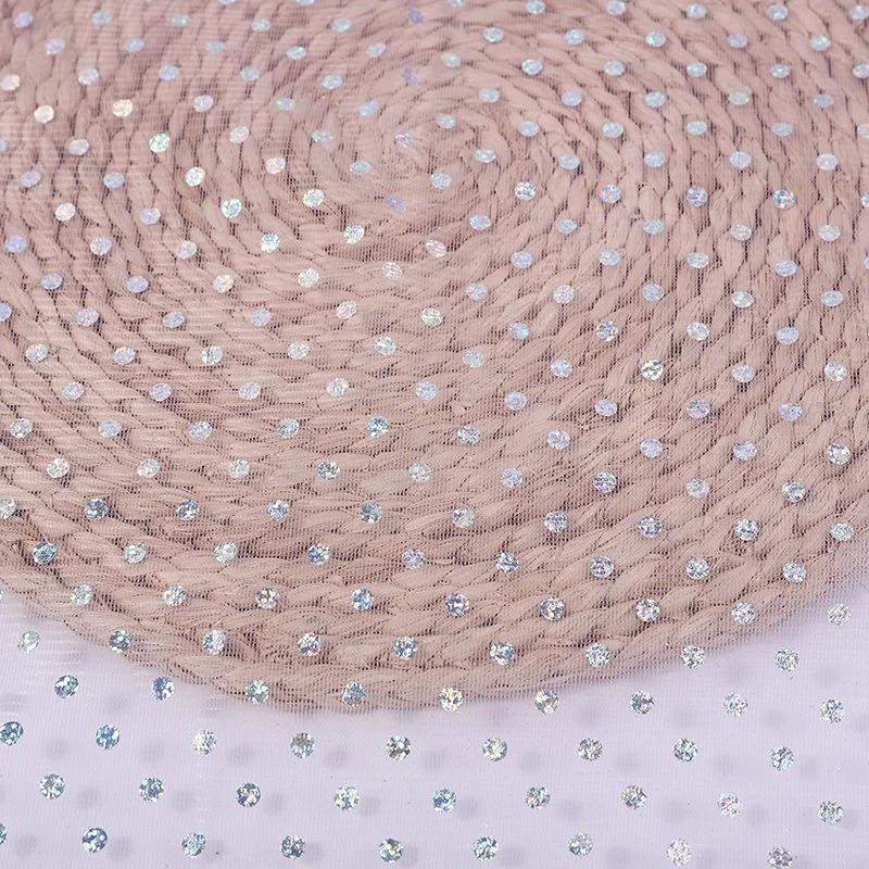 LPM004 Bling Bling Sparkle Diamonds Sequin Fabric Flash Glitter Sequin Tulle Mesh Fabric for Evening Dress - 图片 3