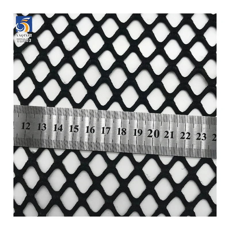 YX803-1 2026 Summer New European and American Bikini Swimsuit Fabric Sexy Black Hollow Knitted Diamond Big Mesh Fabric - 图片 3