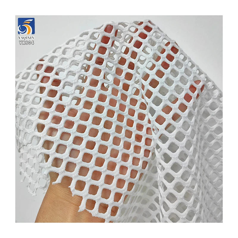 YX804-1 280gsm Wholesale Plain Nylon/Polyester Hollow Design Large Mesh Knitted Fabric for Summer Garments Beach Bikini - 图片 3