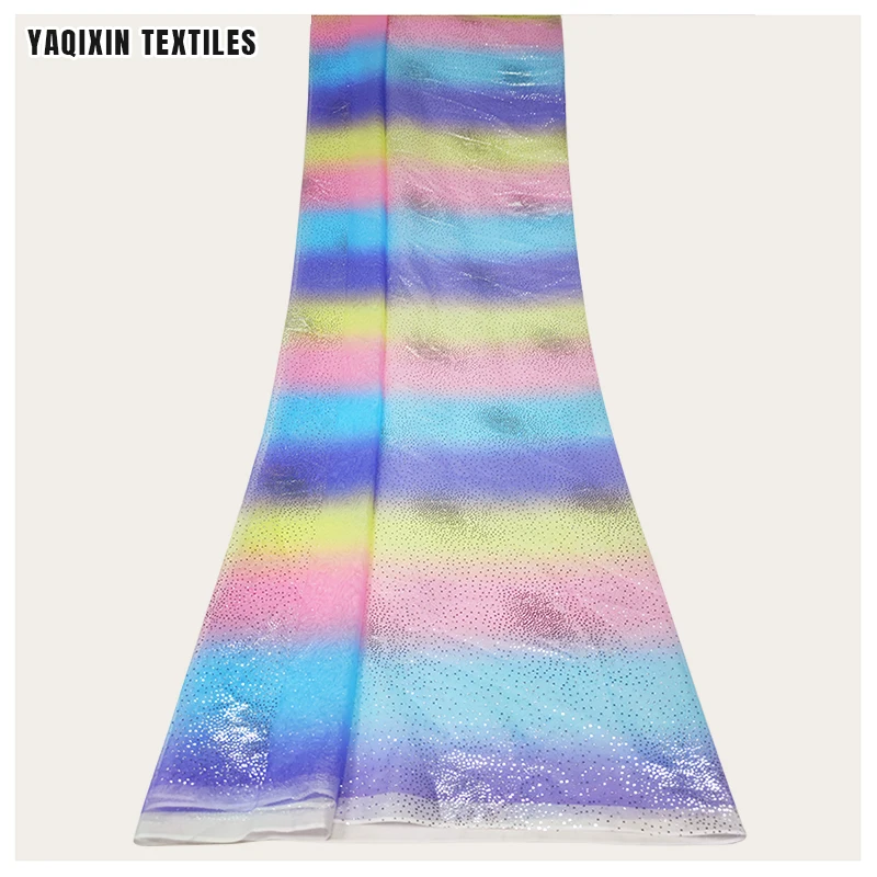 JJ21904 America Hot New Trends Beautiful Rainbow Digital Print Mesh Fabric Silver Shiny Dot Fabric Tulle by Roll Yard - 图片 3