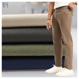 C262-1 Wholesale 220gsm Grass Green 68% Cotton 29% Polyester Blended Stretch TC Cotton Twill Fabric for Pants/Shirts