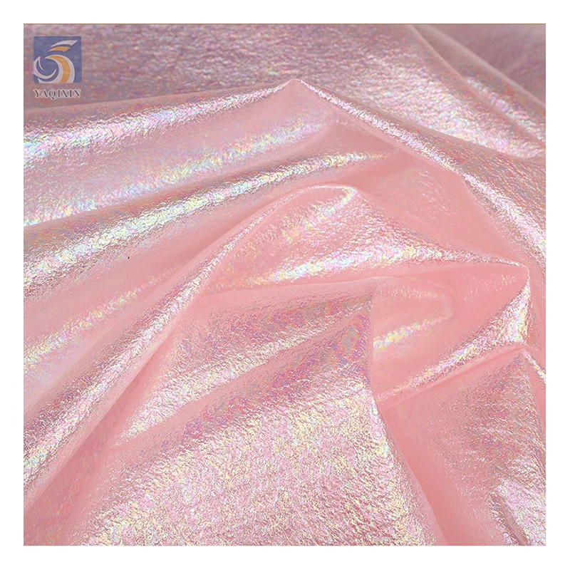 Wholesale Prices Polyester Shiny Sheer Bubble Organza Fabric Roll Metallic Glossy Iridescent Organza Colors Fabric - 图片 6