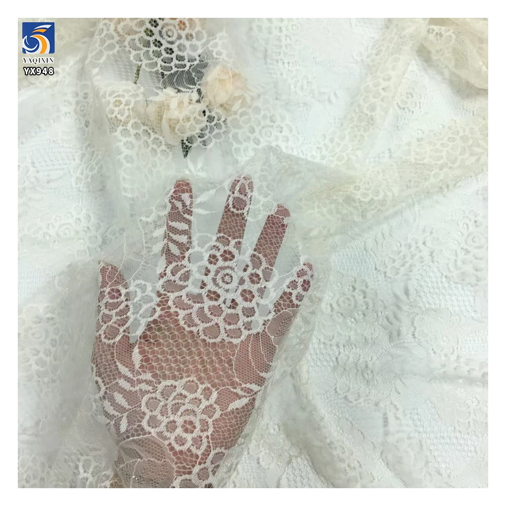 YX948 Non-Stretch Chantilly Lace Fabric With Flowers Embroidery Valentine's Day Romantic French Rose Lace Dress Fabrics Textiles - 图片 6