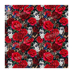 YX880 Quirky Custom Poly Digital Printed Holiday Fabric Rose Flower Clown Halloween Fantastic Style Printed Tulle Mesh Fabric