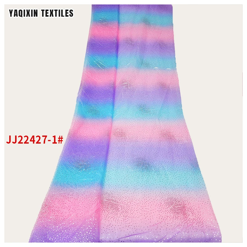 JJ22427-1 Beautiful Home Wedding Party Decoration Fabric Rainbow Print Mesh Polyester Fabric Golden Dot Glitter Tulle 2025