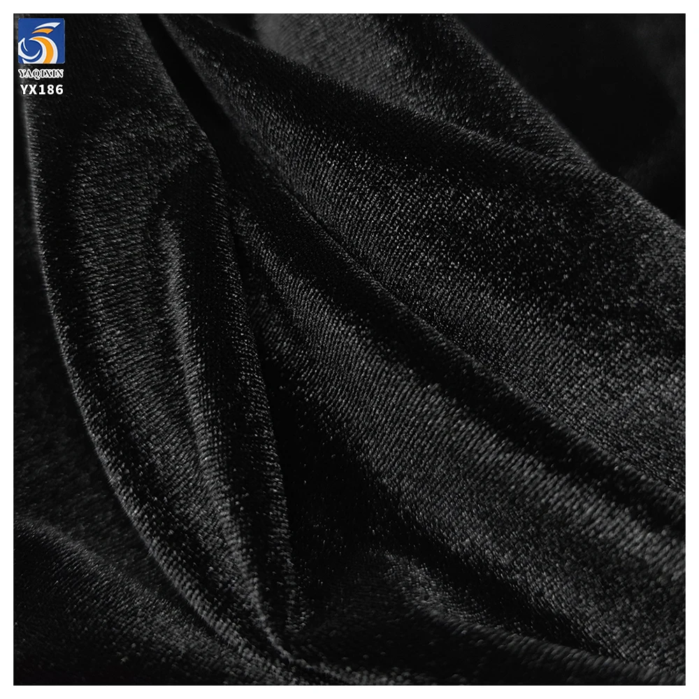 YX186-1 240gsm Black Noble Luxurious Korean Velvet Dresses Fabrics for Woman 2026 New Knit Velvet Stretch Fabric - 图片 6