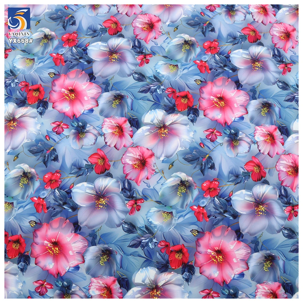 YX668 High-Definition Polyester Digital Print Pearl Chiffon Fabric With Delicate Floral Patterns for Fashionable Skirt - 图片 3
