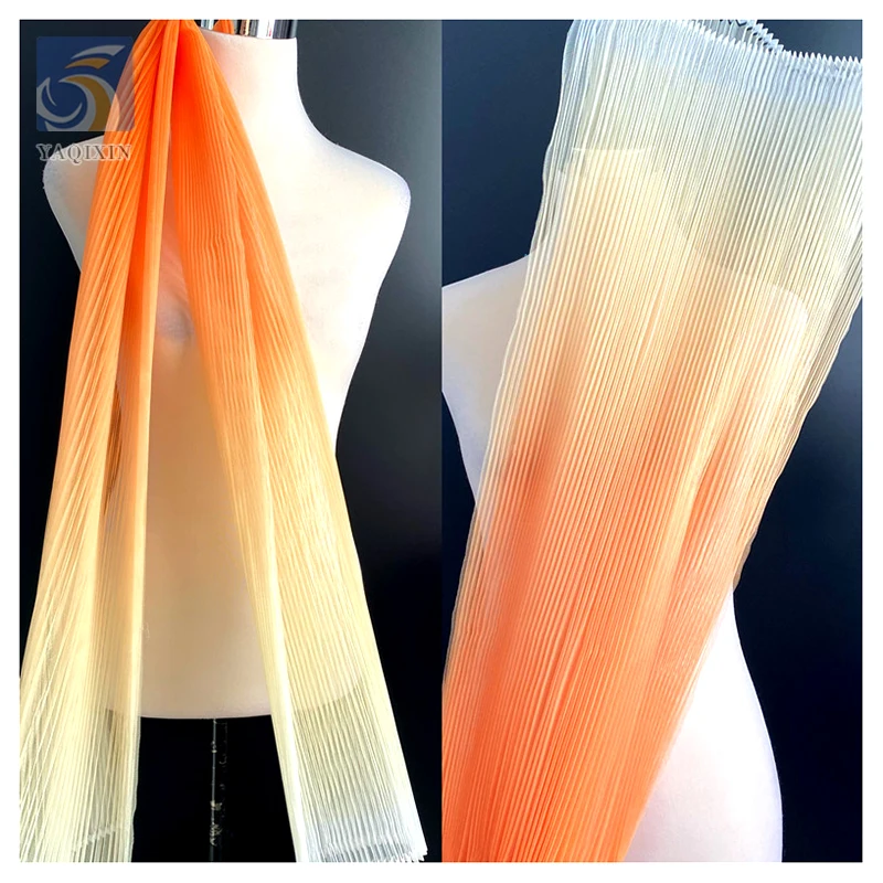 Gradient Stiff Hard Mesh Fabric Polyester Accordion Pleated Tulle Fabric Wedding Dress Background Dec Designer Fabric - 图片 6