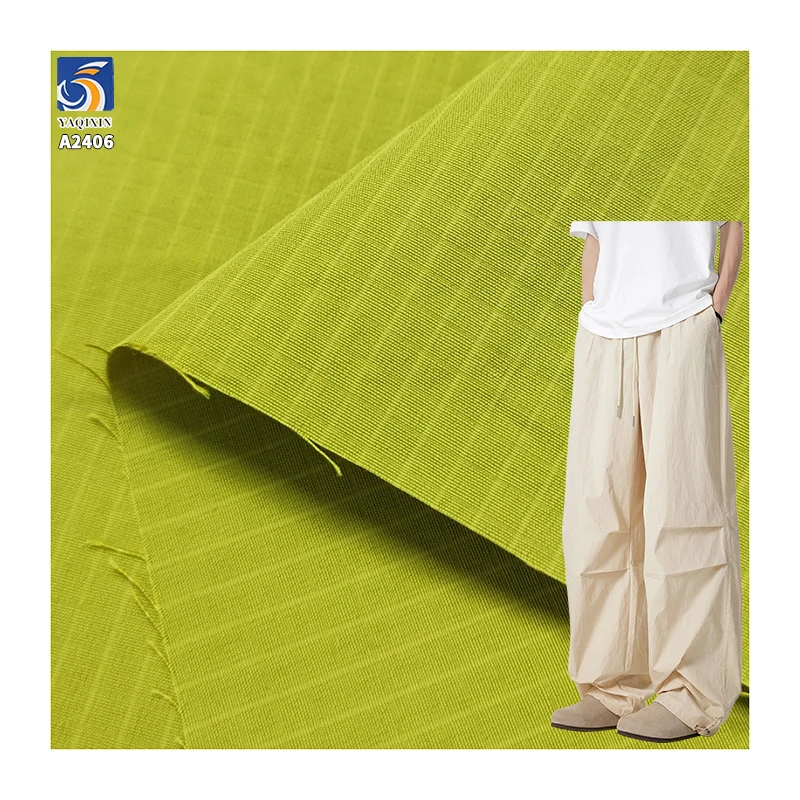 A2406 155gsm Spring Fresh Light Green 0.5 Small Plaid Jacquard Cotton Fabric 65% Cotton 35% Nylon Blend Plaid Jacquard Fabrics