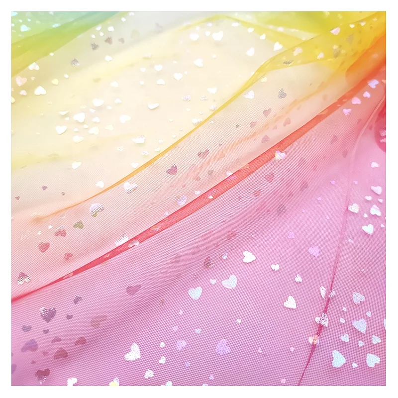S22 High Quality Fancy Design Good Price Five Tone Gradient Color Sheer Illusion Tulle Fabric for Women Dress - 图片 5