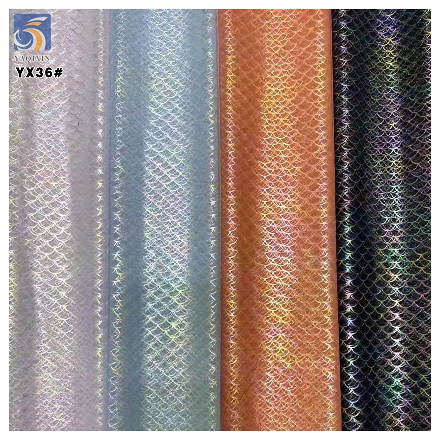 DX17 New Arrival Girls Skirt Tulle Fabric Hot Stamping Colorful Fish Scale Print Mesh Tulle Fabric for Girl Apparel-Dancewear - 图片 6