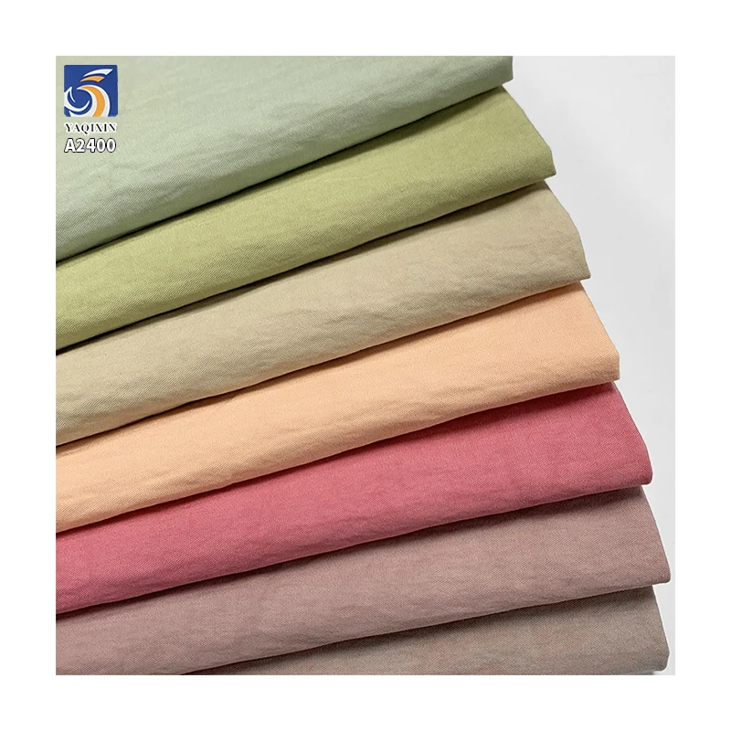 A2400 Plain Woven Cotton and Nylon Blended Snowflake Wrinkle Cotton Fabric Crepe for Women's Clothing Punk Shirt Pants Fabric - 图片 3