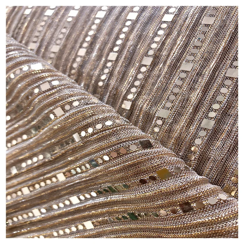 Two Tone Reflective Color Moonlight Bonded Metallic Lurex Mesh Fabric with Glitter for Women Dress - 图片 3
