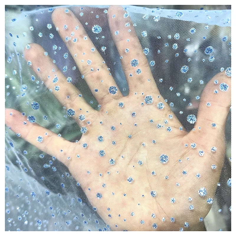 Cheap Pink Sparkle Glitter Tulle Polka Dot Glitter Tulle Mesh Fabric - 图片 3