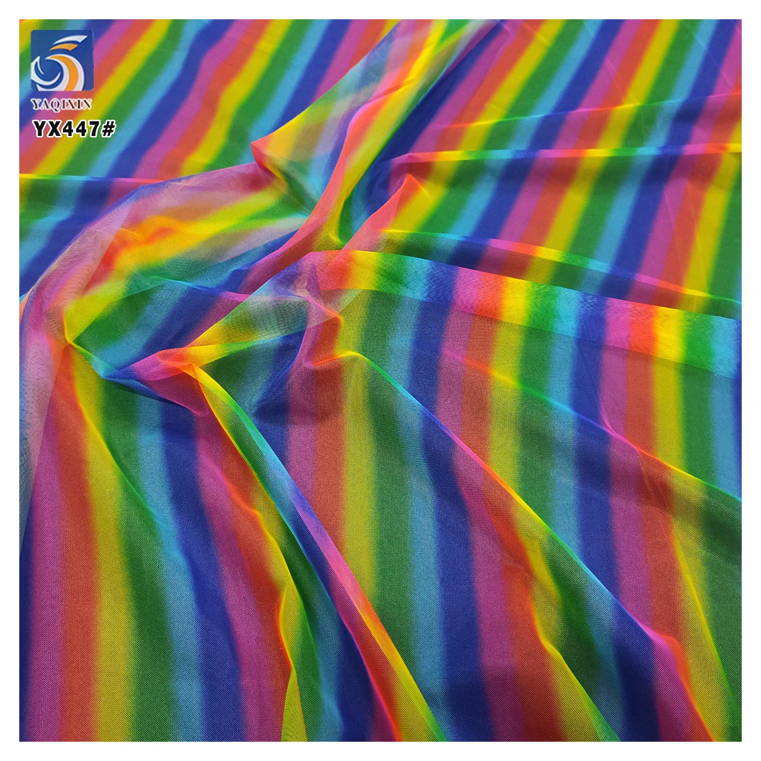 YX447 New Trends Digital Printing Mesh Rainbow Tulle Fabric Polyester 45A Soft Tulle for Pet Clothes and Headwear - 图片 4
