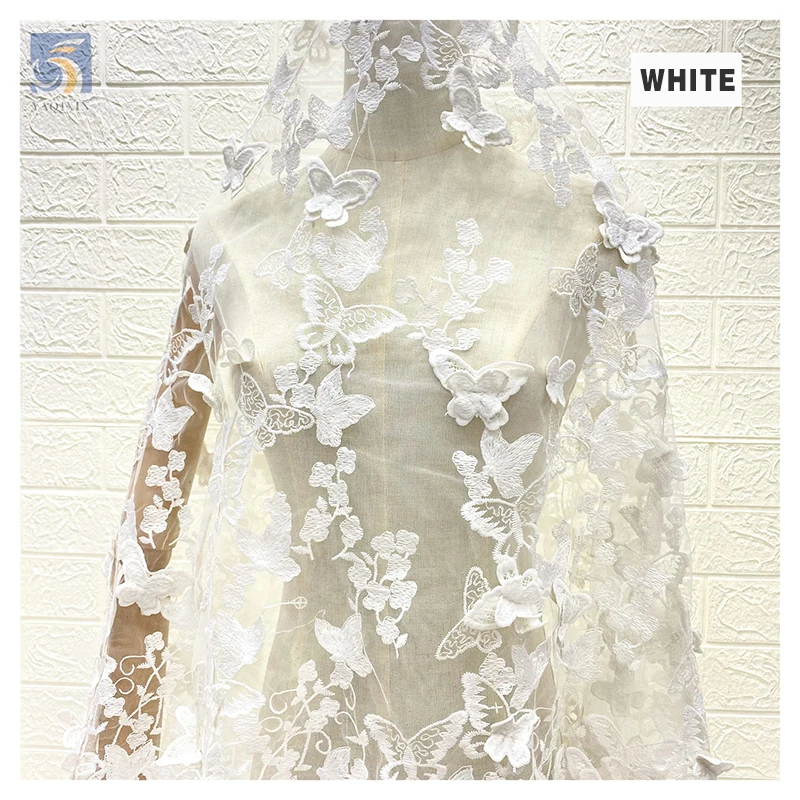 Wholesale Price 3D Flower Lace Fabric Butterfly Embroidery Net Fabric China Dress Supplier - 图片 3