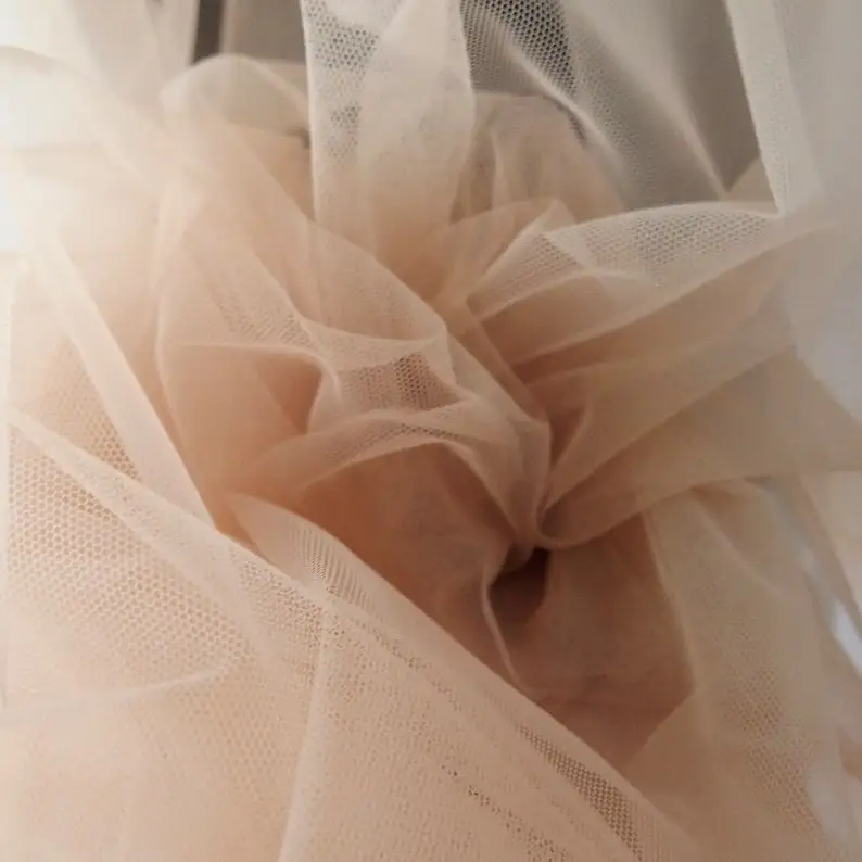 Guangzhou Zhongda Factory Price Naked Skin Tone Illusion Tulle Fabric 100%Polyester Soft Mesh Tulle Fabric for Wedding