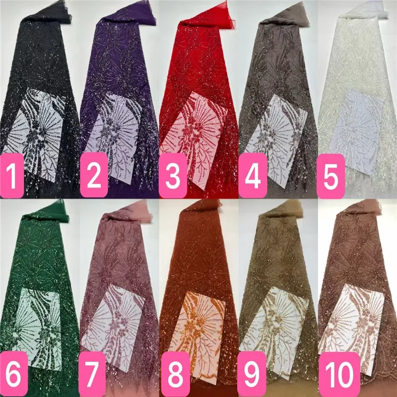 YX954 Cheap Green Africa Ghana Nigeria Tulle Lace Fabrics Polyester Tulle Mesh Sequin Glitter Lace Fabric Textile 2026 - 图片 2