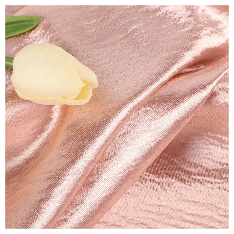 2024 New Design Shimmer Crepe Crinkle Satin Fabric Stretch Polyester Silk Satin Fabric for Women Lining Dress - 图片 6