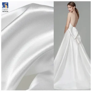 300D 195gsm Bride White Mikado Fabric Wholesale 100% Polyester Duchess Satin Mikado Elegant Fabric for Wedding Dress