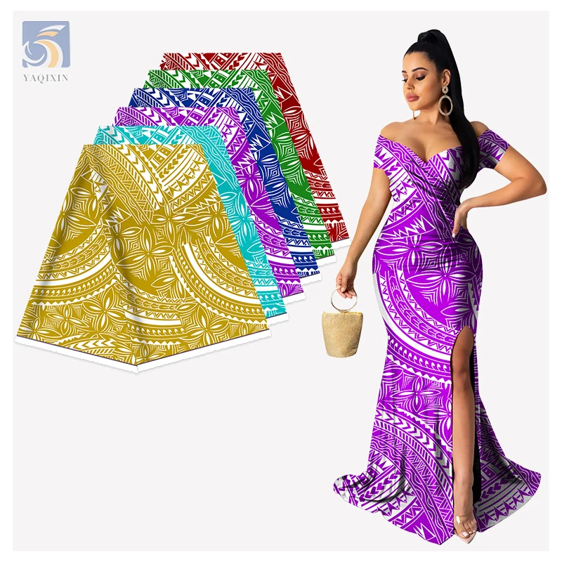 Purple Luxury Clothing Dress Fabric African Polyester Samoan Tribal Digital Print Ethnic Fabric by Meter