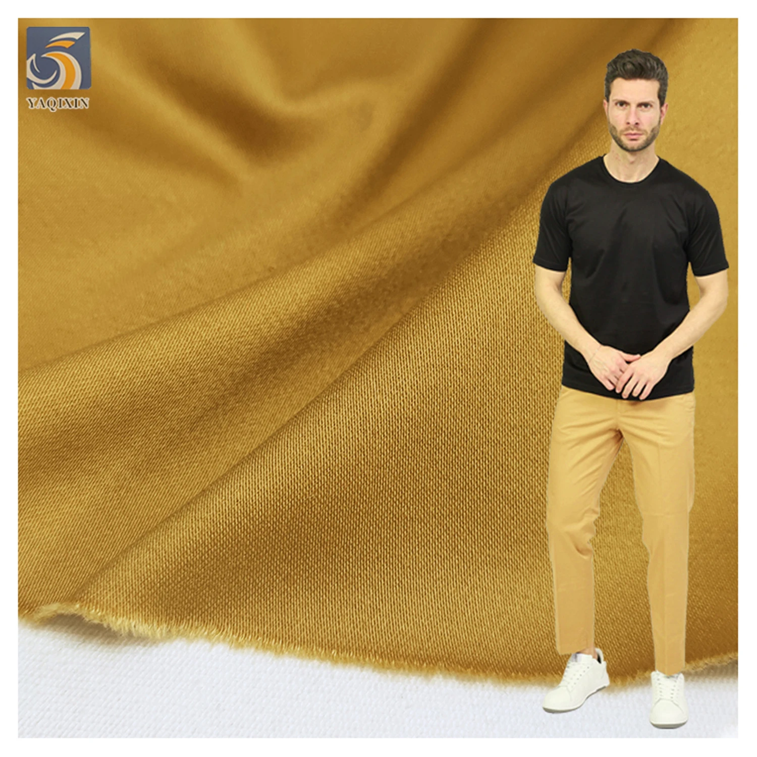 A2026 240gsm Combed Wholesale Khaki Chino Stretch Cotton Mercerized Fabric 50*40 Stretch Spandex Poplin Cotton Fabric
