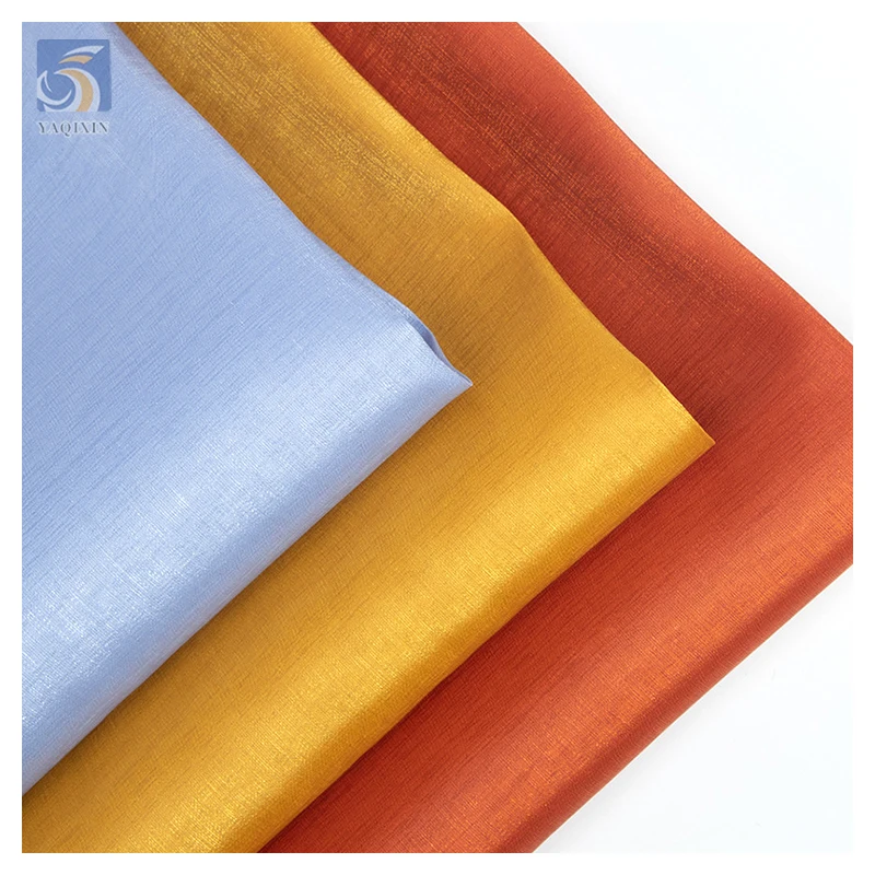 YX2526 Reasonable Price Solid 100% Polyester Soft Shiny Glossy Wrinkle Organza Fabric for Making Dress - 图片 6