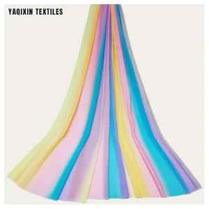 TH706-2 YAQIXIN Textile Designer Luxury  Poly Material Gradient Dye Woven Pearl Chiffon Fabric for Wedding Decoration