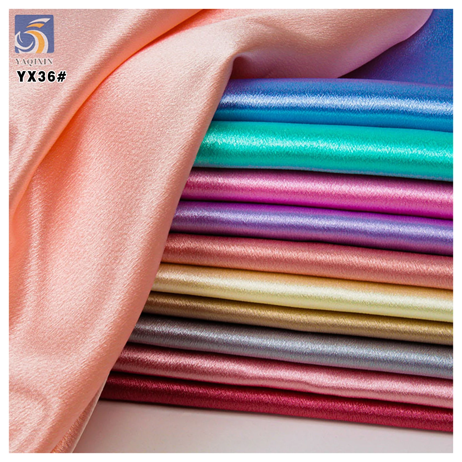 YX36# YAQIXIN Textile Manufacturer 155-160gsm 97%Polyester 3%Spandex Stretch Charmeuse Crystal Satin Fabric Shiny Satin - 图片 3