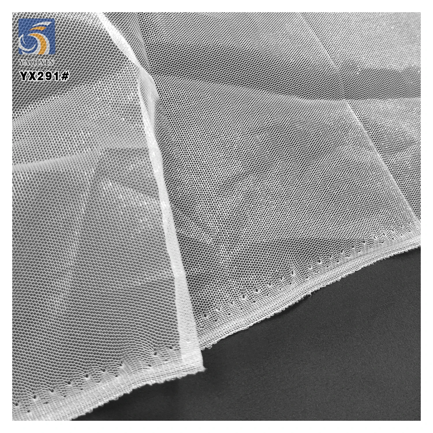 YX291 Pure White 40A 26gsm High Quality 100% Polyester Glimmer Glossy Net Mesh Fabric for Clothing - 图片 3