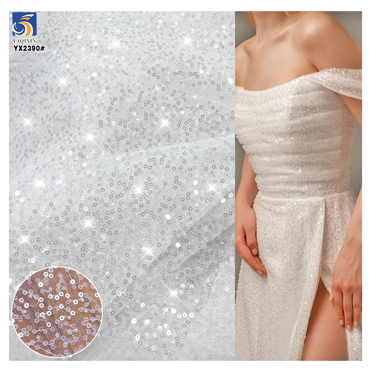 Cheapest Price Bead Pearl Lace Sequin Fabric Shiny Glitter Sequins Embroidery 3D Beaded Tulle Lace Fabric