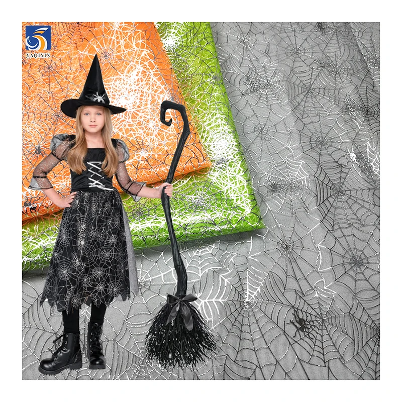 Halloween Cobweb Voile Fabric - Lightweight Sheer Cloth for Witch Cape, Party Backdrop & Craft Decor