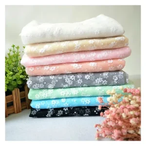 Popular Sunflower Floral Dot Pattern Flocked Soft Nylon Tulle Fabric Wedding Spring Summer Dress Fabric