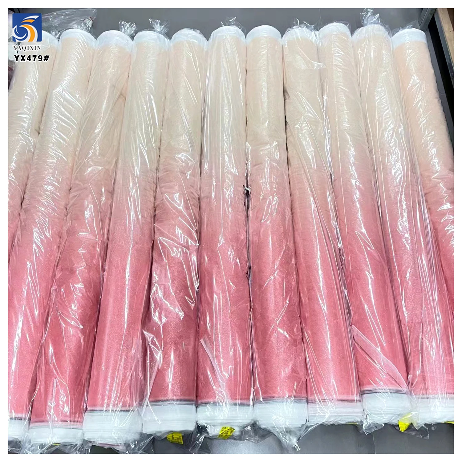 YX479 China Factory Polyester Colorful Tie Dye Glitter Tulle Fabric Soft Ombre Mesh Gradient Tulle Fabric for Dance Dress - 图片 3