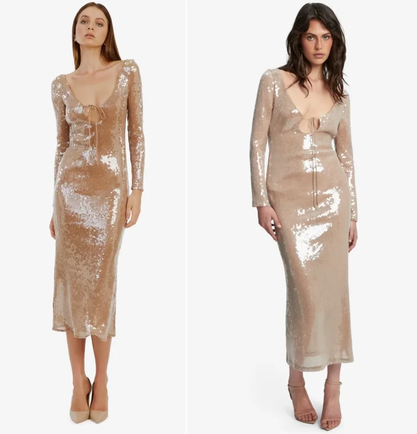 YX2469 Nude Transparent Payette Sequin Fabric Lace Sheer 3mm Sequin Fabric for Stage Model Performance Dance Dress - 图片 6