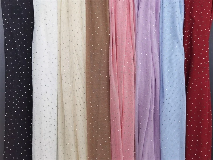Wholesale Stretch Nude Fabric lightning Mesh Added Diamond Craft Suitable for Underwear Shirts - 图片 2