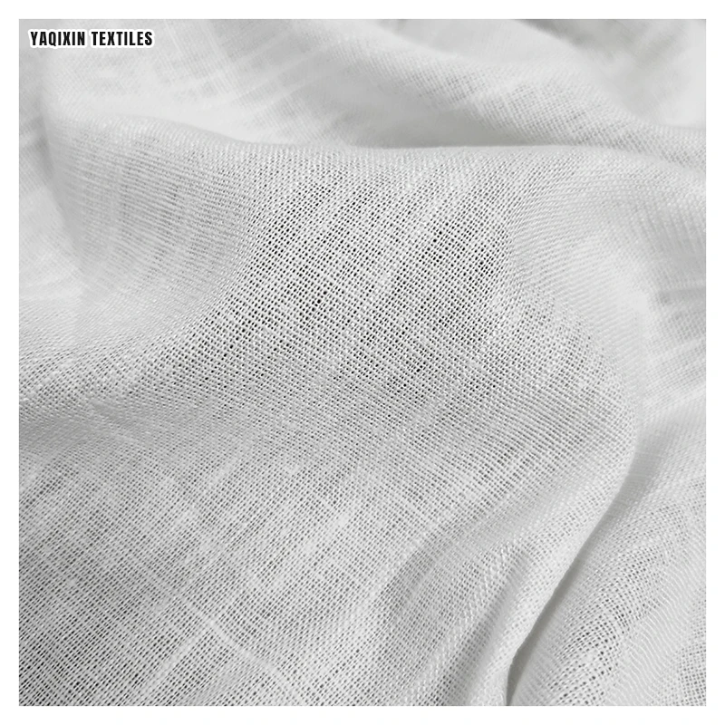YX2168 Wholesale 170-180gsm White Washed 12*12 Slub 70%Cotton Rayon 30%Linen Fabric for Trouser/Shirt - 图片 3